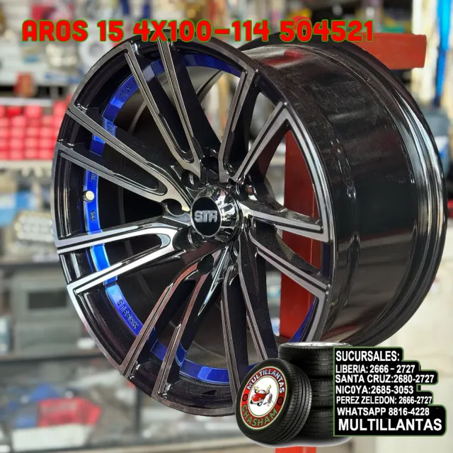 AROS # 15X8 4X100-114 ET15 BM-BL 50452I